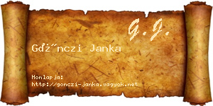 Gönczi Janka névjegykártya